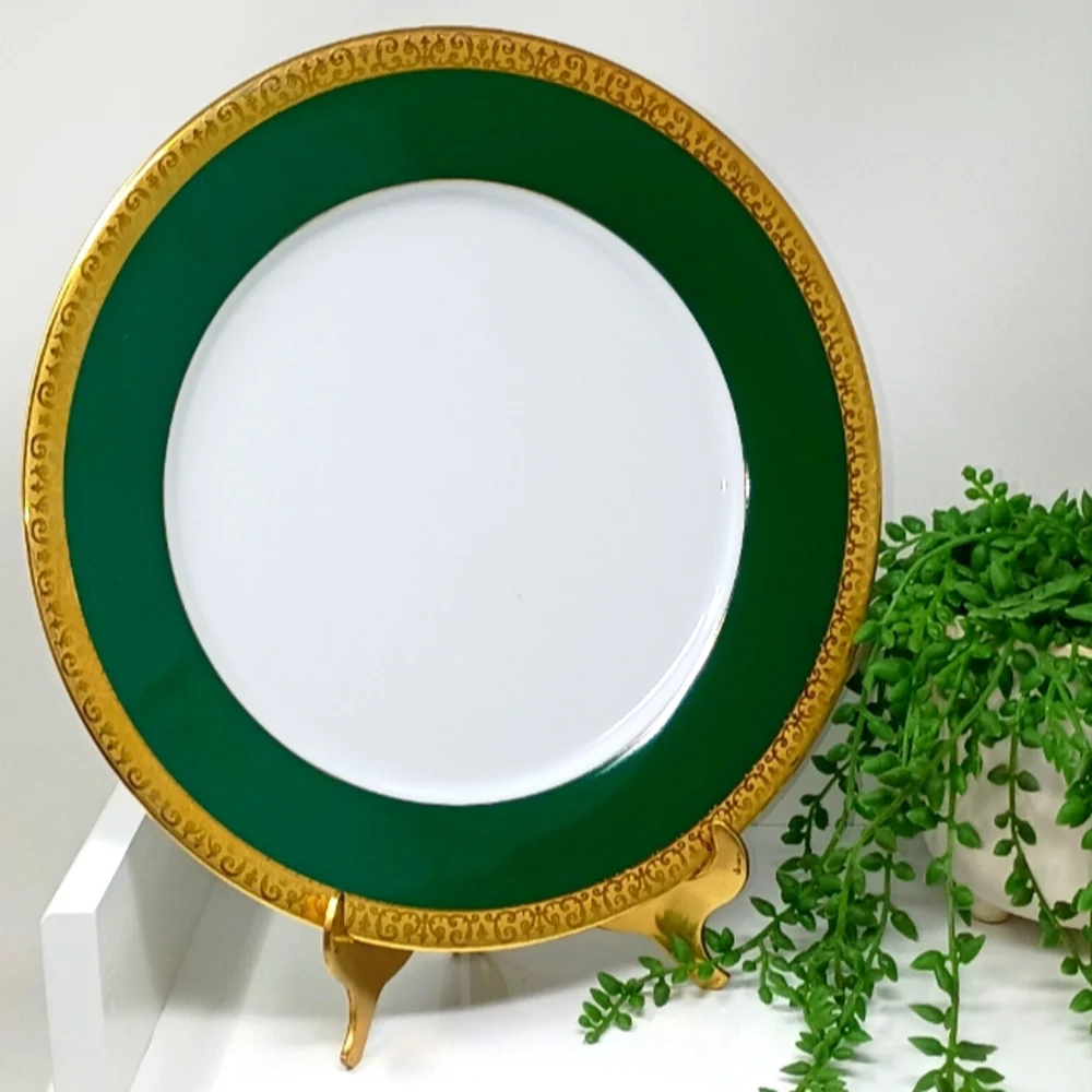 Royal Gallery, Gold Buffet 10inch Green Dinner Plate.